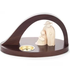 Erzgebirge Handarbeit Candle Holder - Holy Family In Natural Tones| Candleholders
