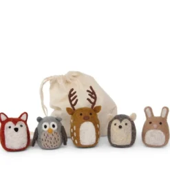 En Gry & Sif Children'S Hanging Decoration Set - Forest Animals (Set Of 5)| Felt Christmas Tree Decorations