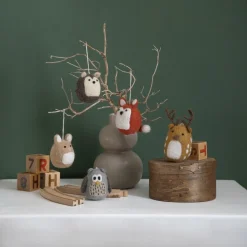 En Gry & Sif Children'S Hanging Decoration Set - Forest Animals (Set Of 5)| Felt Christmas Tree Decorations