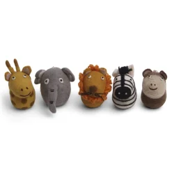 En Gry & Sif Children'S Hanging Decoration Set - Safari Animals (Set Of 5)| Felt Christmas Tree Decorations