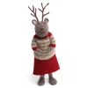 En Gry & Sif Christmas Figurine - Reindeer With Christmas Sweater (Grey) - Large| Felt Figurines