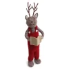 En Gry & Sif Christmas Figurine - Reindeer With Book (Grey) - Large| Felt Figurines