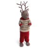 En Gry & Sif Christmas Figurine - Reindeer With Christmas - Large Sweater (Grey) - Boy| Felt Figurines