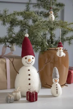 En Gry & Sif Christmas Figurine - Snowman (Grey) - Large| Felt Figurines