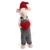 En Gry & Sif Christmas Figurine - Winter Mouse With Heart (White) - Large| Felt Figurines