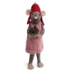En Gry & Sif Christmas Figurine - Winter Mouse With Acorn (Grey) - Large| Felt Figurines