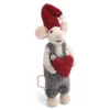 En Gry & Sif Christmas Figurine - Winter Mouse Boy (Small) With Heart (White)| Felt Figurines