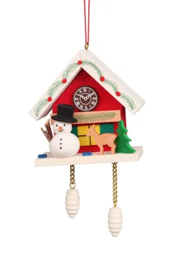 Christian Ulbricht Cuckoo Clock - Snowman Under Snow-Capped Roof - Christmas Tree Decoration| All Tree Decorations