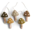 En Gry & Sif Fall And Christmas Hanging Decoration - Mushrooms In Neutral Tones (Set Of 5)| Felt Christmas Tree Decorations