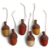 En Gry & Sif Fall Hanging Decoration - Little Acorns In Russet Tones (Set Of 6)| Felt Christmas Tree Decorations