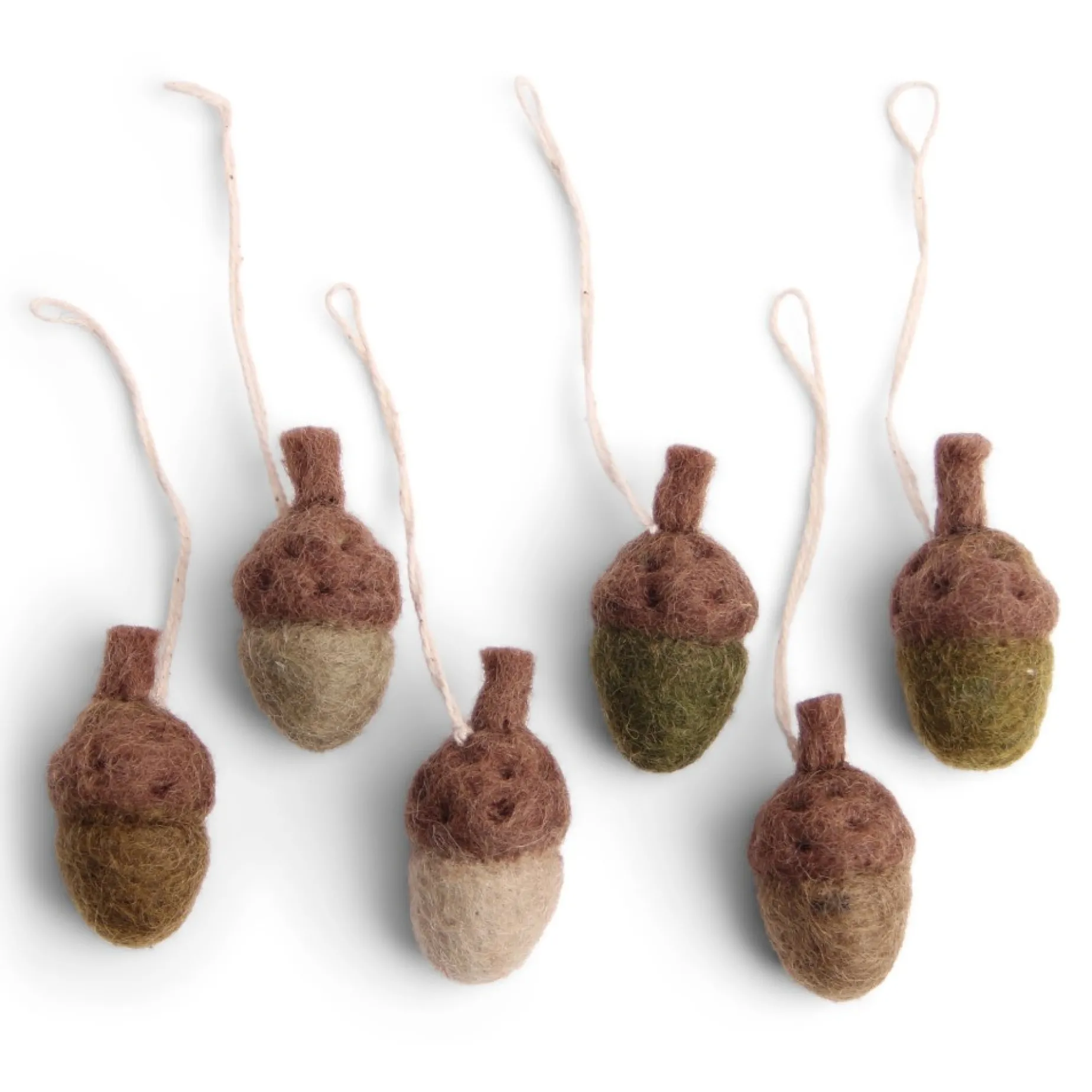 En Gry & Sif Fall Hanging Decoration - Little Acorns In Natural Tones (Set Of 6)| All Tree Decorations