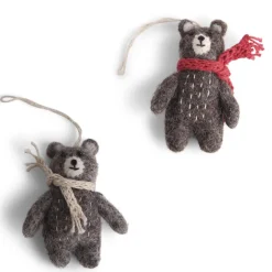 En Gry & Sif Felt Christmas Decorations - Teddy Bear Pair| Felt Christmas Tree Decorations
