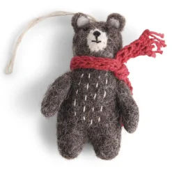 En Gry & Sif Felt Christmas Decorations - Teddy Bear Pair| Felt Christmas Tree Decorations