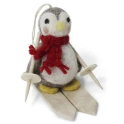En Gry & Sif Felt Christmas Tree Decoration - Penguin On Ski'S| Felt Christmas Tree Decorations