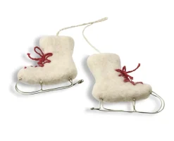 En Gry & Sif Felt Christmas Tree Decoration - Ice Skates (White)| Felt Christmas Tree Decorations