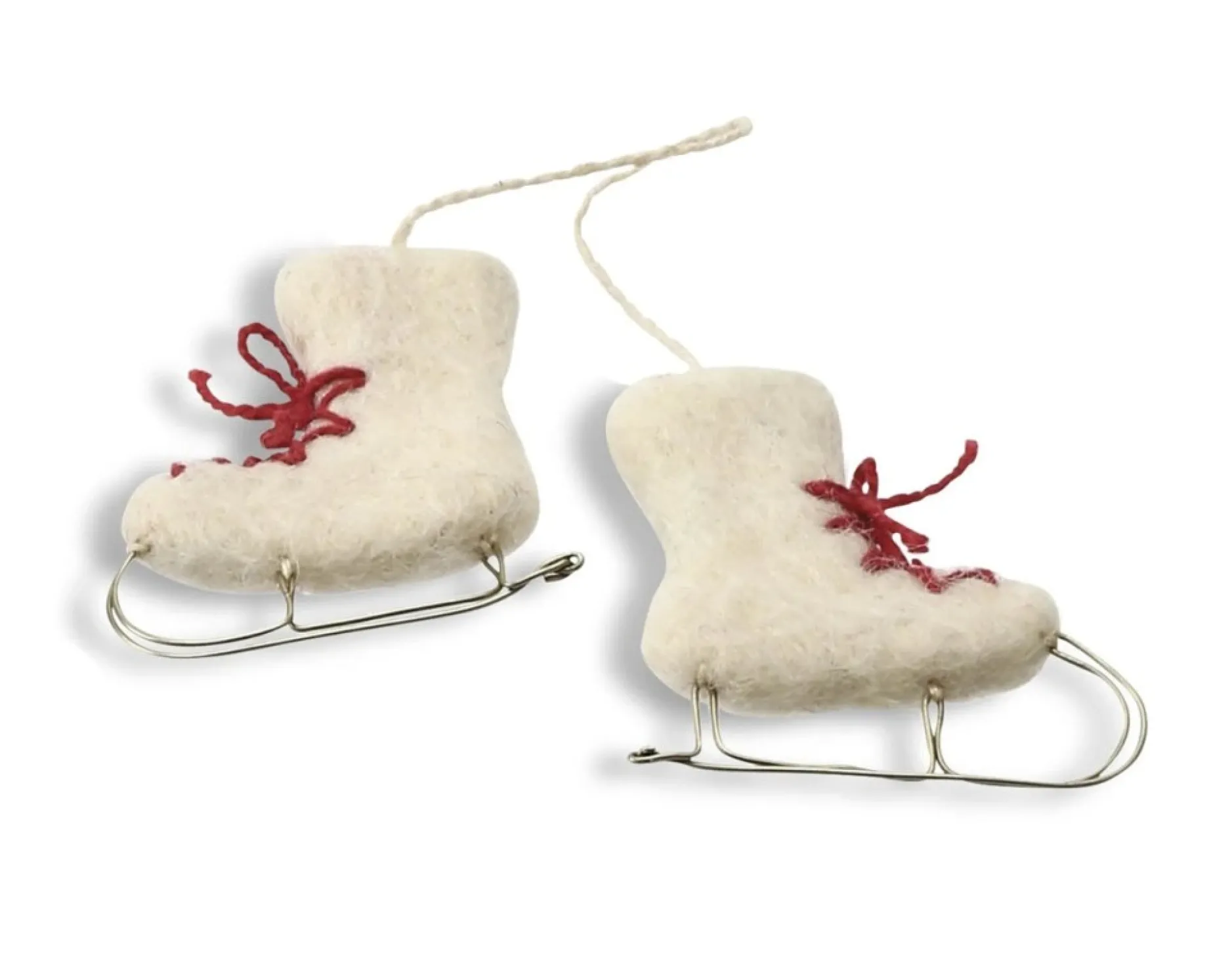 En Gry & Sif Felt Christmas Tree Decoration - Ice Skates (White)| Felt Christmas Tree Decorations