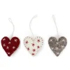 En Gry & Sif Felt Christmas Tree Decoration - Hearts With Fine Stars (Set Of 3)| All Tree Decorations