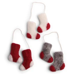 En Gry & Sif Felt Christmas Tree Decoration - Adorable Socks (Set Of 3 Pairs)| Felt Christmas Tree Decorations