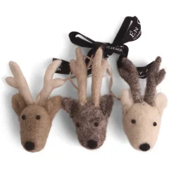 En Gry & Sif Felt Christmas Tree Decoration - Reindeer Faces (Set Of 3)| All Tree Decorations