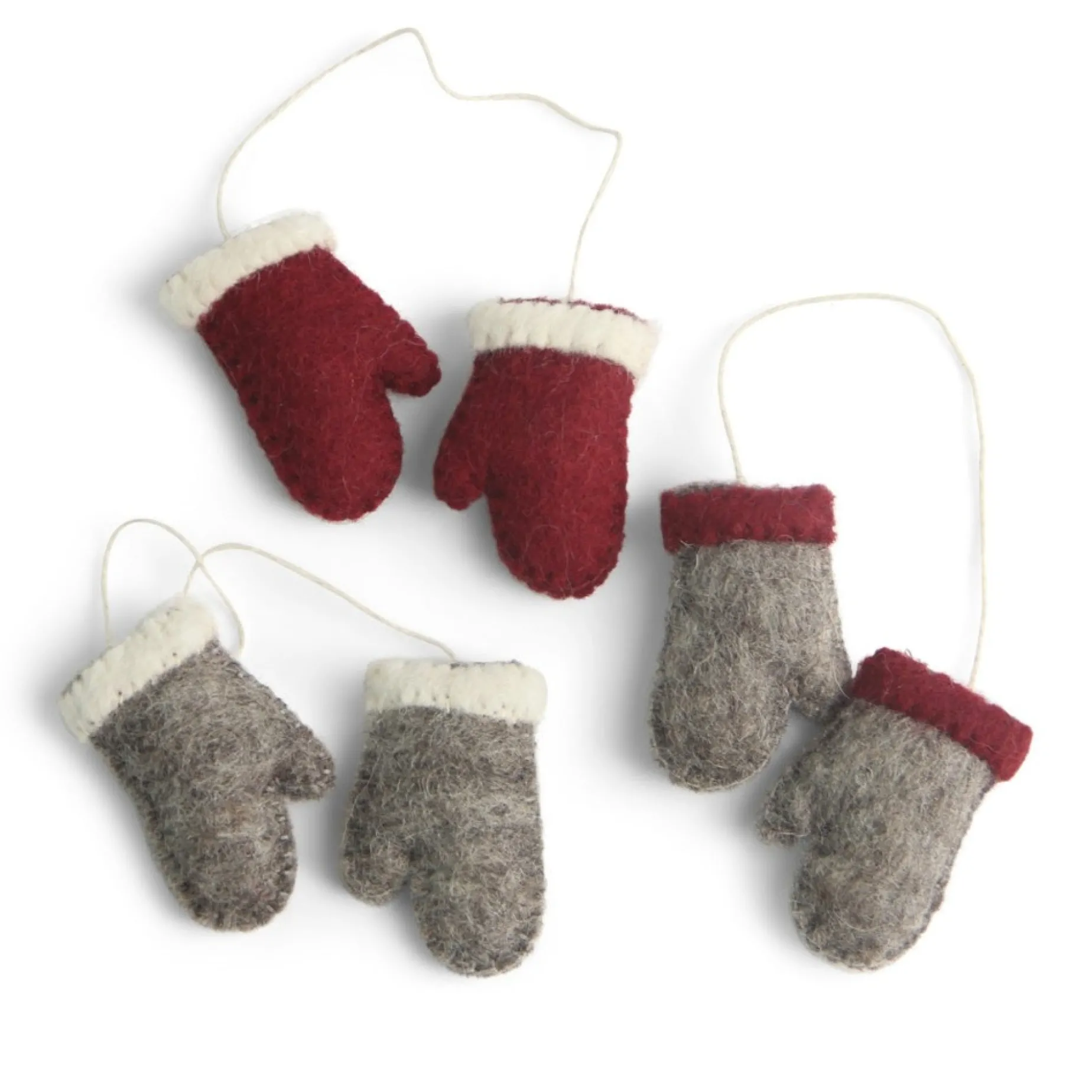 En Gry & Sif Felt Christmas Tree Decoration - Mittens (Set Of 3)| Felt Christmas Tree Decorations