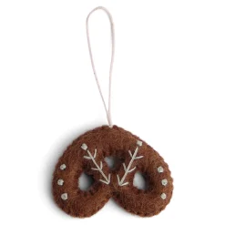 En Gry & Sif Felt Christmas Tree Decoration - Gingerbread Pretzel| All Tree Decorations
