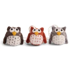En Gry & Sif Felt Christmas Tree Decoration - Mini Owls (Set Of 3) - Classic| Felt Christmas Tree Decorations