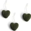 En Gry & Sif Felt Christmas Tree Decoration - Hearts (Green) - Set Of 3| All Tree Decorations