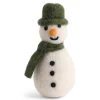En Gry & Sif Felt Christmas Tree Decoration - Snowman With Green Hat And Scarf| Felt Christmas Tree Decorations