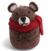 En Gry & Sif Felt Christmas Tree Decoration - Bear With Scarf| Felt Christmas Tree Decorations