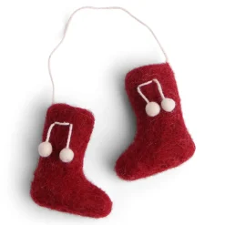 En Gry & Sif Felt Christmas Tree Decoration - Booties In Festive Red| All Tree Decorations