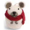 En Gry & Sif Felt Christmas Tree Decoration - Polar Bear (Mini) With Scarf| Felt Christmas Tree Decorations