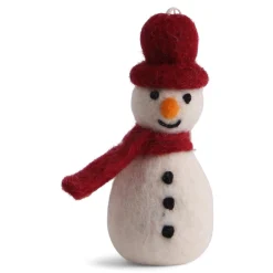 En Gry & Sif Felt Christmas Tree Decoration - Snowman With Red Hat And Scarf| Felt Christmas Tree Decorations