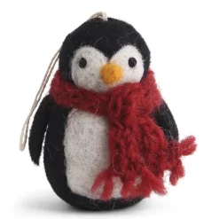 En Gry & Sif Felt Christmas Tree Decoration - Penguin With Scarf| Felt Christmas Tree Decorations