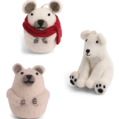 En Gry & Sif Felt Christmas Tree Decoration - Polar Bear Trio| All Tree Decorations