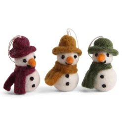 En Gry & Sif Felt Christmas Tree Decoration - Snowman Miniatures (Set Of 3)| All Tree Decorations