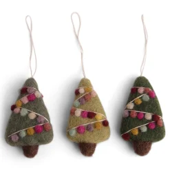 En Gry & Sif Felt Christmas Tree Decoration - Decorated Trees (Set Of 3)| All Tree Decorations