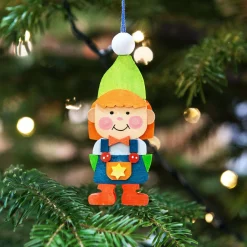 Graupner Gnome Children (Girl In Green) - Christmas Tree Decoration| All Tree Decorations
