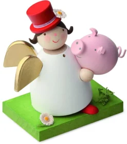 Gunter Reichel Little Angel Figurine - Guardian Angel With Piggy Bank| Guardian Angels