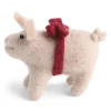 En Gry & Sif Lucky Pig With Bow - Hanging Decoration| Felt Christmas Tree Decorations