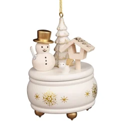 Christian Ulbricht Music Box - White And Gold Snowman - Christmas Tree Decoration| All Tree Decorations