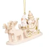 Christian Ulbricht Reindeer Sleigh With Santa (White And Gold) - Christmas Tree Decoration| All Tree Decorations