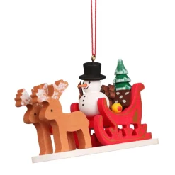 Christian Ulbricht Reindeer Sleigh With Snowman - Christmas Tree Decoration| All Tree Decorations