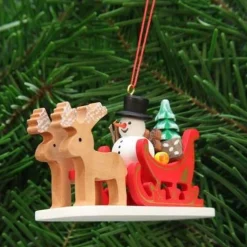 Christian Ulbricht Reindeer Sleigh With Snowman - Christmas Tree Decoration| All Tree Decorations
